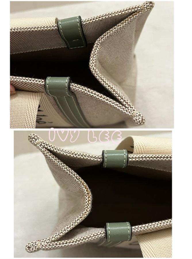 Chloe Medium Woody Tote Bag 米白拼綠 帆布托特包 手提包 二手精品-11