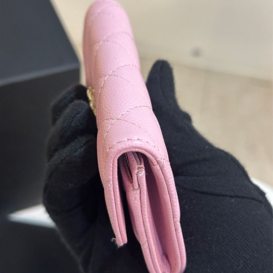 Chanel櫻花粉24年芯片款零錢包👛98新閒置🈶購證🔥-5
