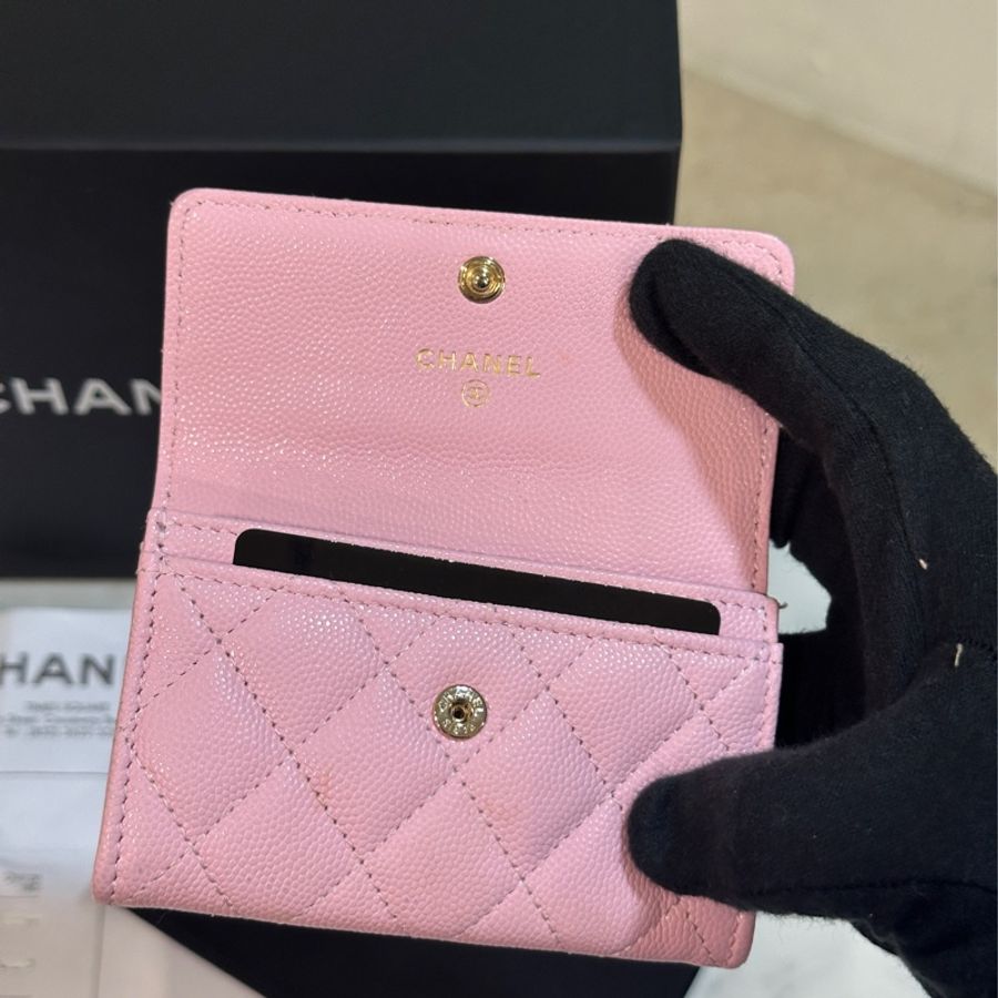 Chanel櫻花粉24年芯片款零錢包👛98新閒置🈶購證🔥-11