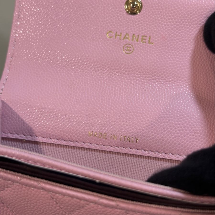 Chanel櫻花粉24年芯片款零錢包👛98新閒置🈶購證🔥-15