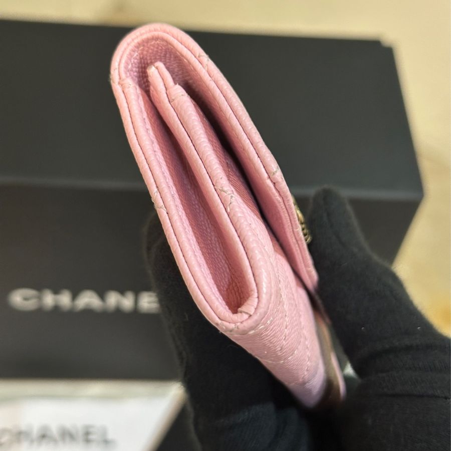 98新🈶購證🔥Chanel櫻花粉芯片款零錢包👛🉑加長鏈-8
