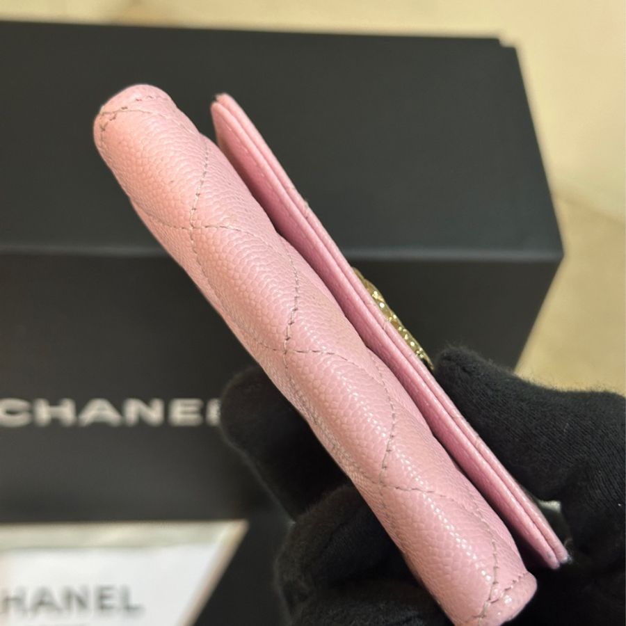 98新🈶購證🔥Chanel櫻花粉芯片款零錢包👛🉑加長鏈-9