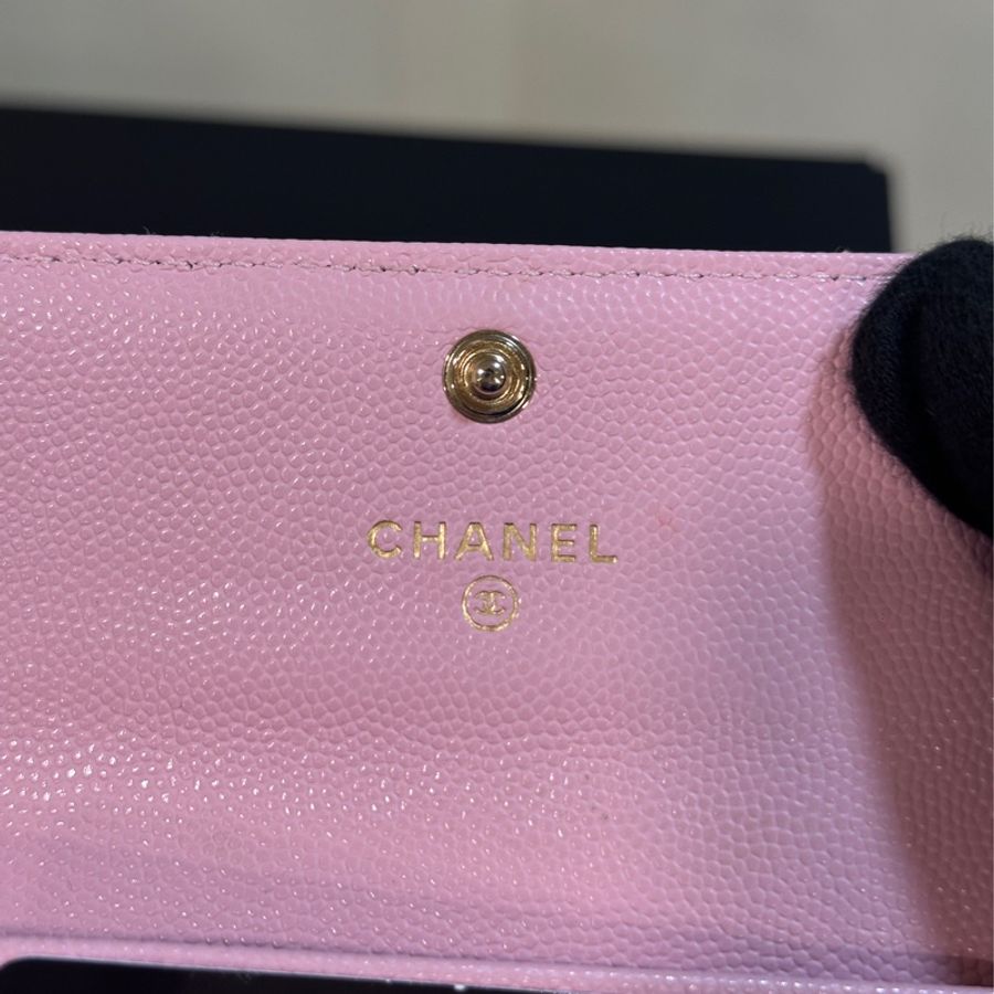 98新🈶購證🔥Chanel櫻花粉芯片款零錢包👛🉑加長鏈-12