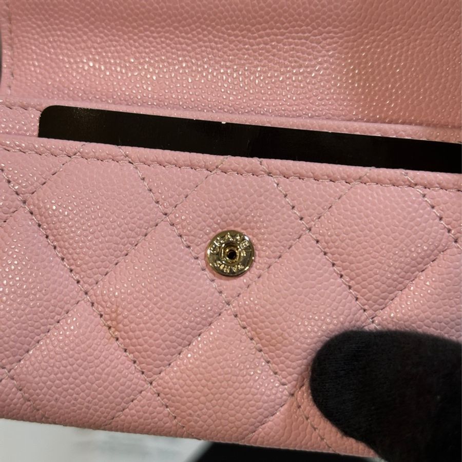 98新🈶購證🔥Chanel櫻花粉芯片款零錢包👛🉑加長鏈-13