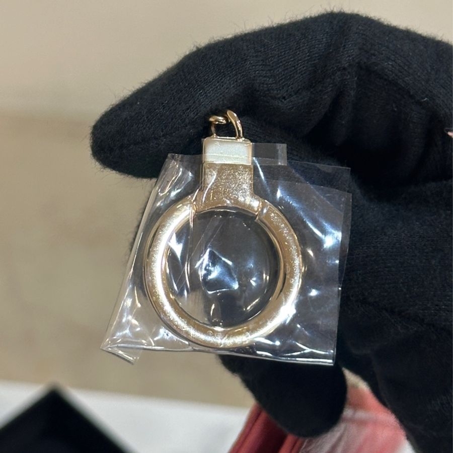 Chanel桃紅荔枝牛零錢包/鑰匙包👝97新🈶標🈶卡-9