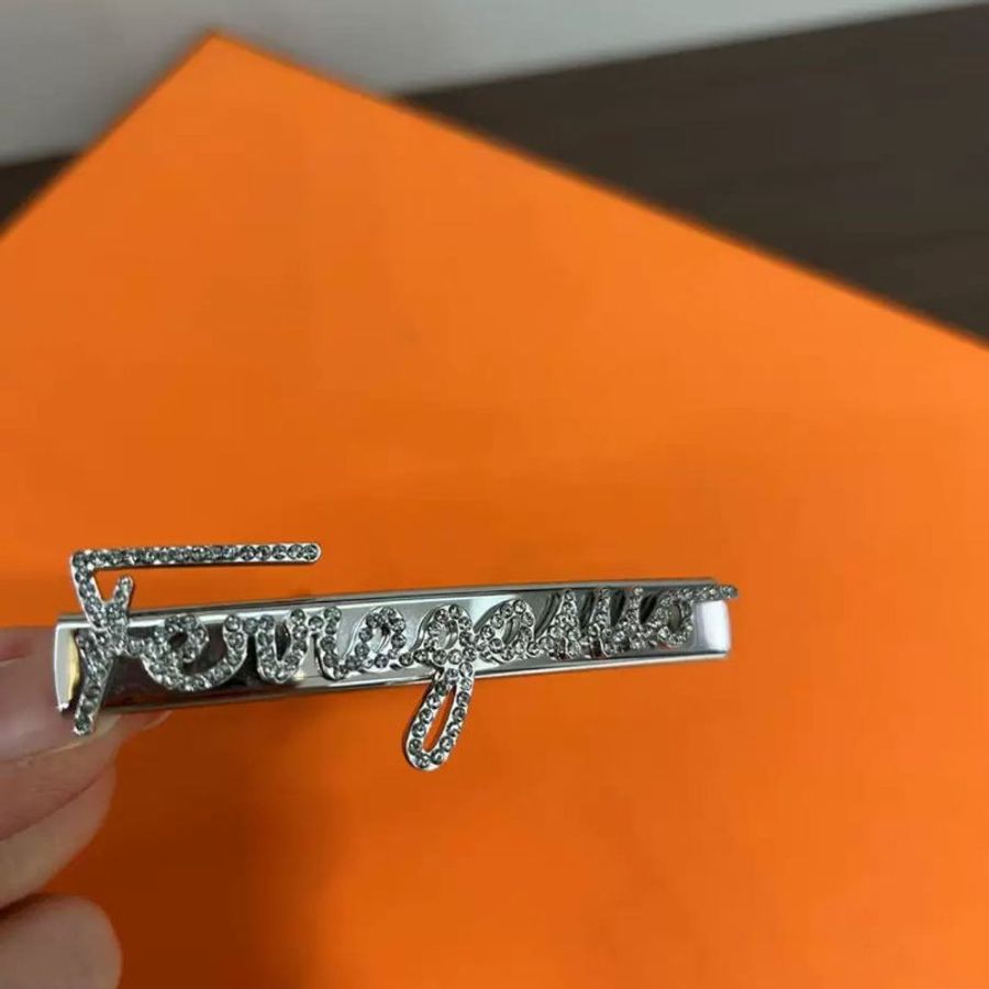 Ferragamo 字母水鑽髮夾  很新-1