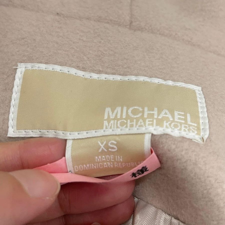 美國MICHAEL KORS 大翻領混長版毛料大衣 粉色系-7