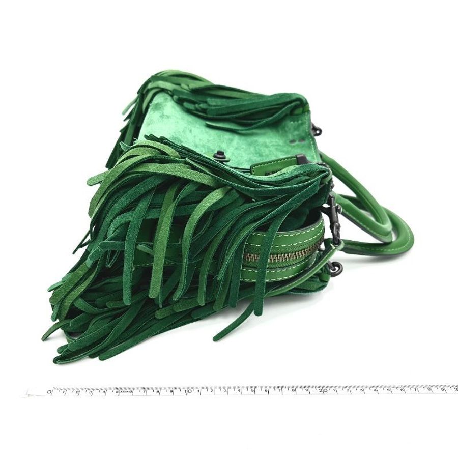 【美收精品】COACH 綠色流蘇手提包/肩背包 A-381-18