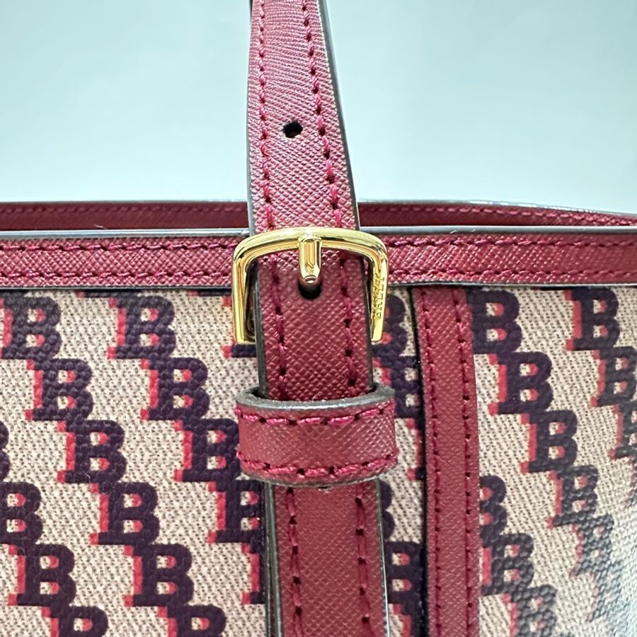 BALLY Supra 提花帆布/皮革托特包-19