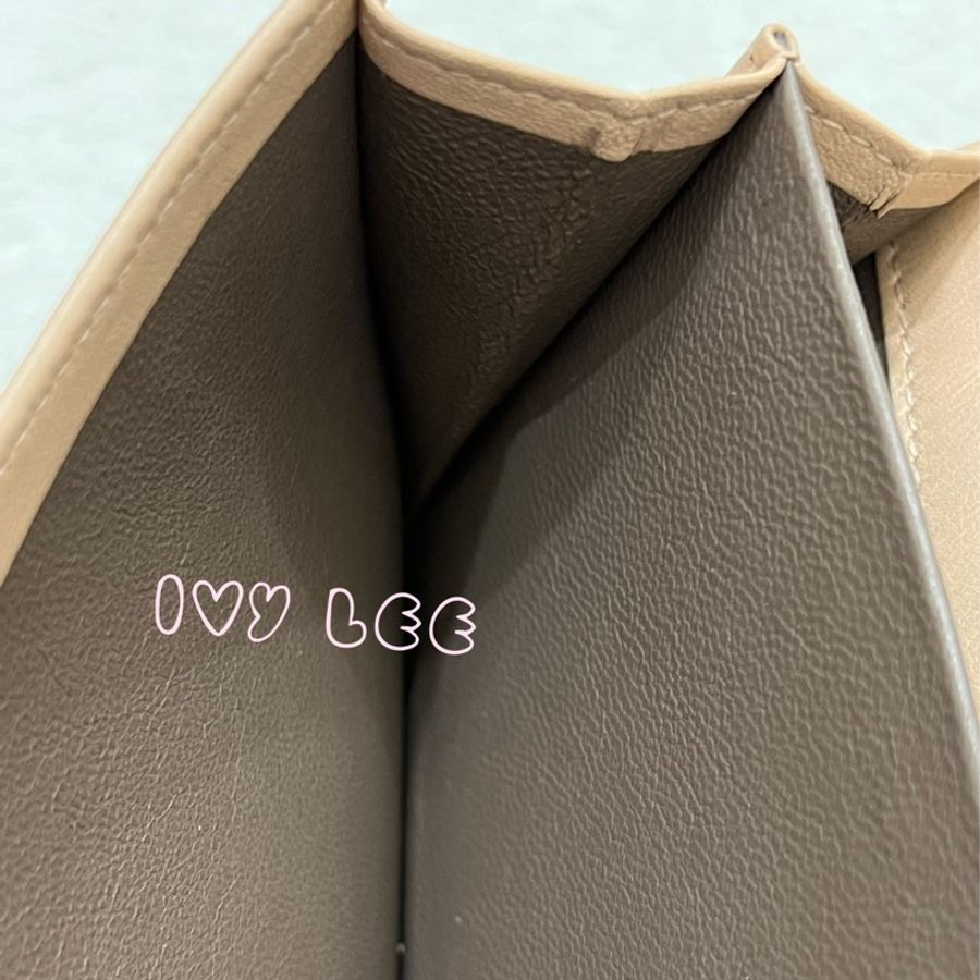 BOTTEGA VENETA 粉淺膚搭配棕色 拼色 細編織 長夾 雙扣式長夾 二手精品-9