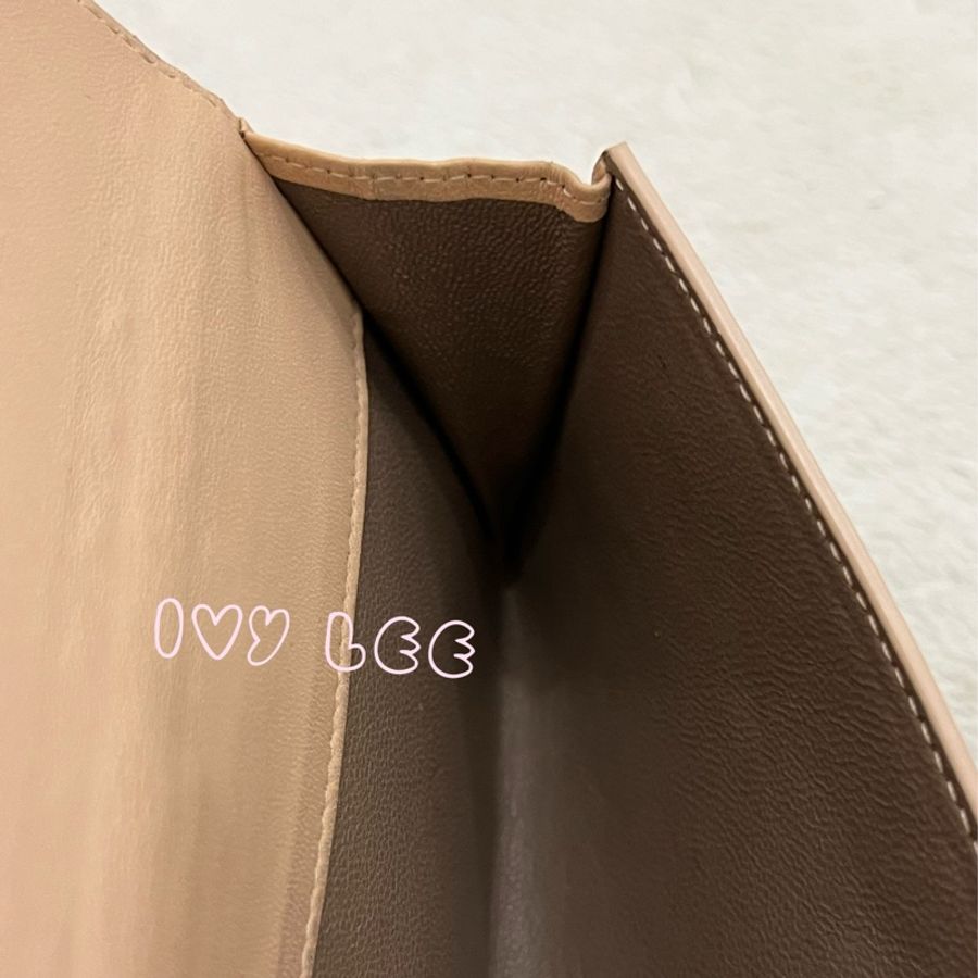 BOTTEGA VENETA 粉淺膚搭配棕色 拼色 細編織 長夾 雙扣式長夾 二手精品-14