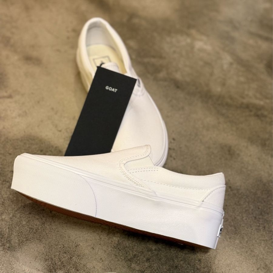vans 厚底白休閒鞋-1
