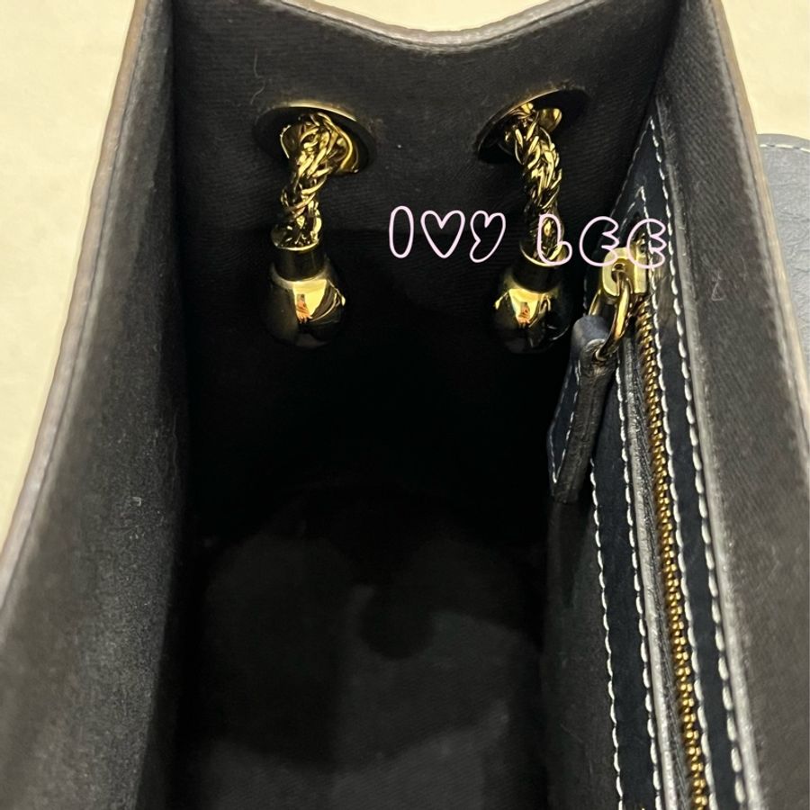 CHLOE 深藍 雙層信封式 金邊 SALLY 莎莉包 肩背包 手提包 二手精品-7