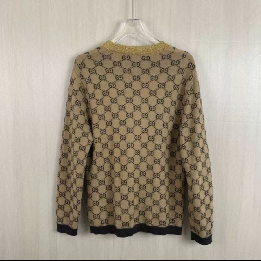 GUCCI 金線滿LOGO針織外套 L號 幾乎全新-2