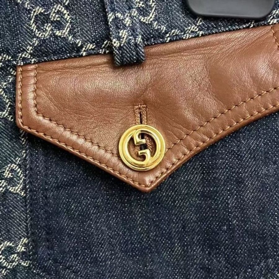Gucci 滿logo 牛仔短褲 36號 全新-2