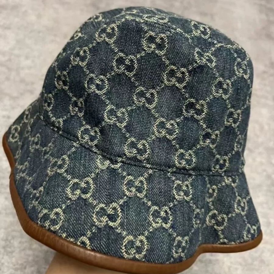Gucci 滿logo 牛仔漁夫帽  S號 全新-1