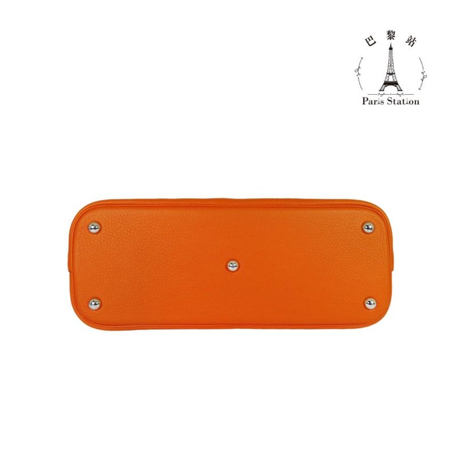 【巴黎站二手名牌專賣店】＊現貨＊HERMES 愛馬仕 真品＊方塊Q刻BOLIDE 31愛馬仕橘牛皮柏莉包 手提肩背斜背包-2