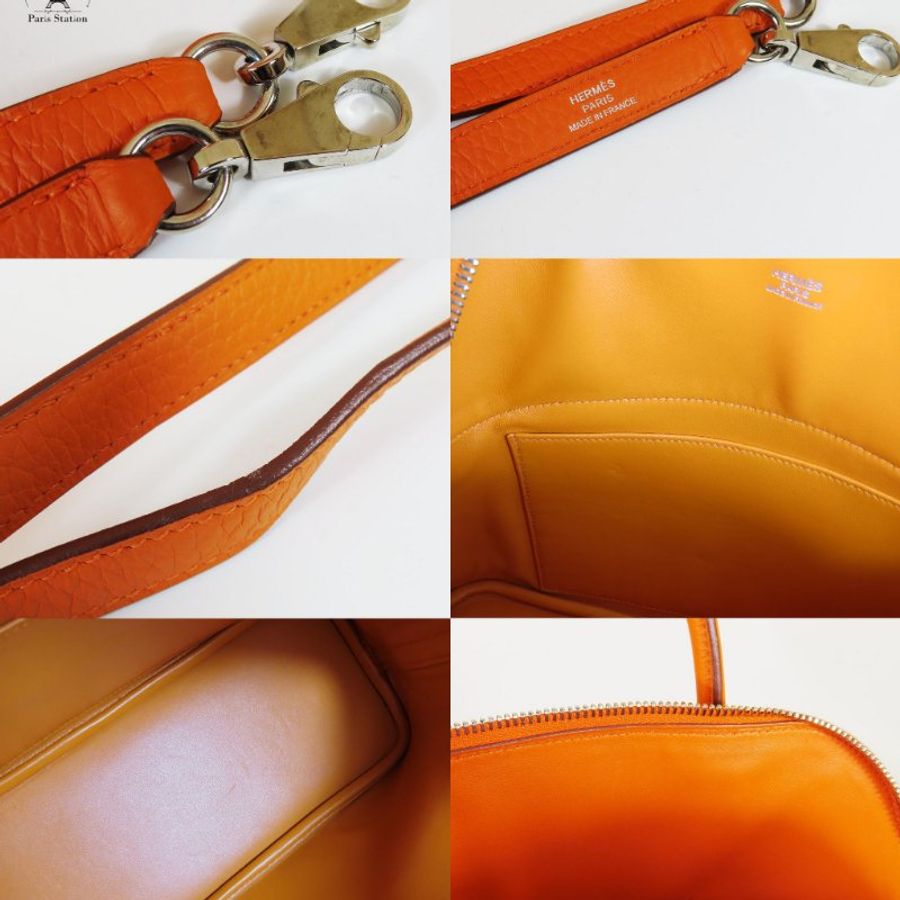 【巴黎站二手名牌專賣店】＊現貨＊HERMES 愛馬仕 真品＊方塊Q刻BOLIDE 31愛馬仕橘牛皮柏莉包 手提肩背斜背包-6