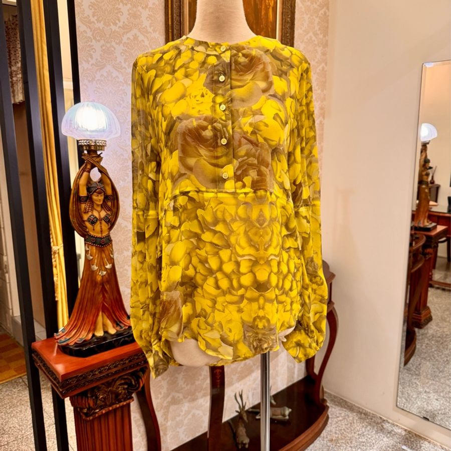 Alexander McQueen 蠶絲印花亨利領Blouse-0