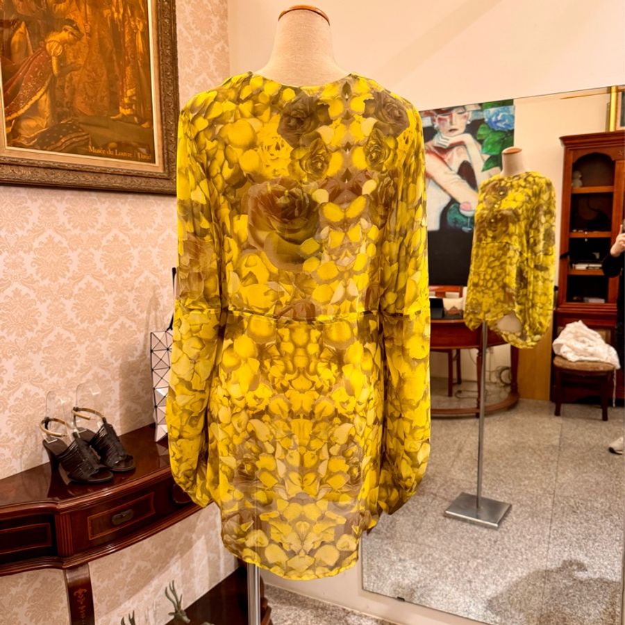 Alexander McQueen 蠶絲印花亨利領Blouse-1