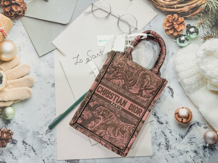 Dior book tote 粉色刺繡 直式 迷你手提包 肩背包 《全新未使用》-0
