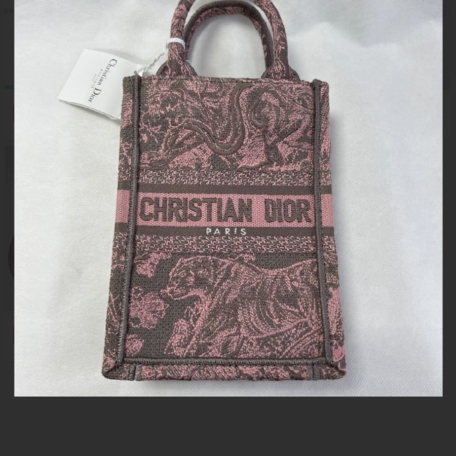 Dior book tote 粉色刺繡 直式 迷你手提包 肩背包 《全新未使用》-21