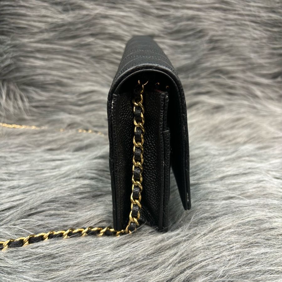 CHANEL AP0250 WOC 黑色荔枝皮 金鍊 肩背包 側背包 兩用包 斜背包 發財包 鍊子長夾-2