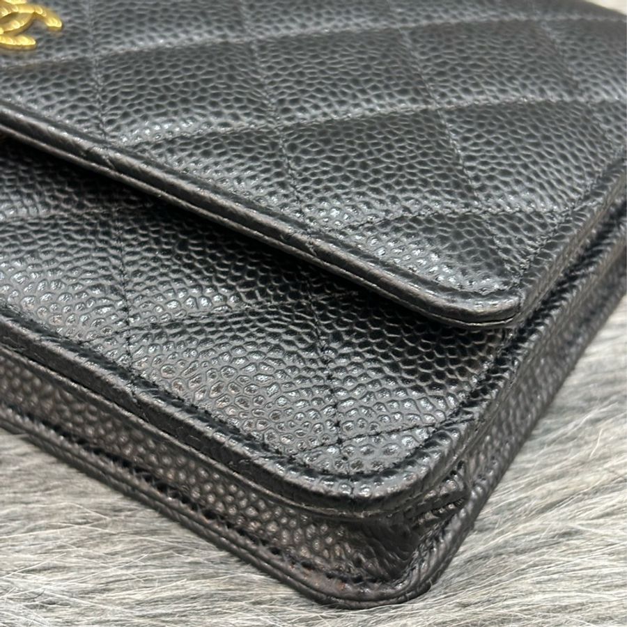 CHANEL AP0250 WOC 黑色荔枝皮 金鍊 肩背包 側背包 兩用包 斜背包 發財包 鍊子長夾-7