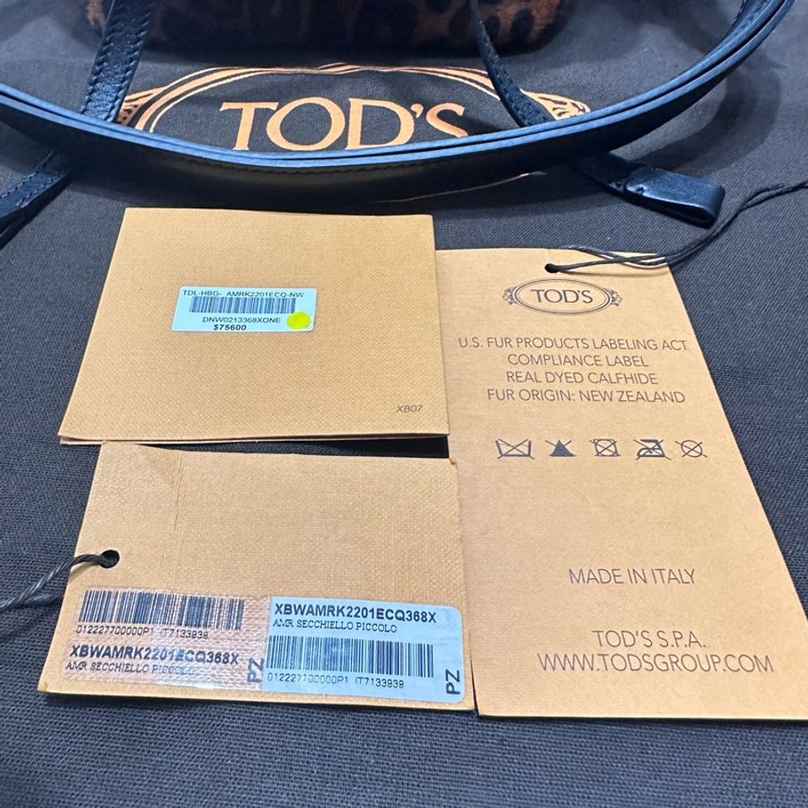 TOD'S 豹紋印花牛皮毛水桶包-22