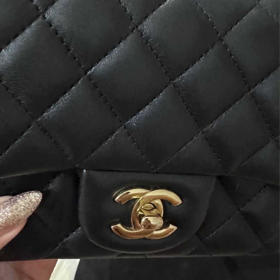CHANEL方胖子 羊皮淡金扣 芯片款 近全新 平常不出門都在家供奉-3