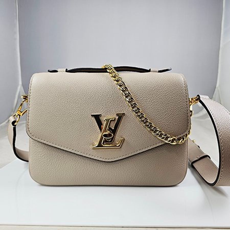 已售出* LV 米灰色粒面小牛皮OXFORD 金色LOGO 手提/斜背兩用包 M22792-1