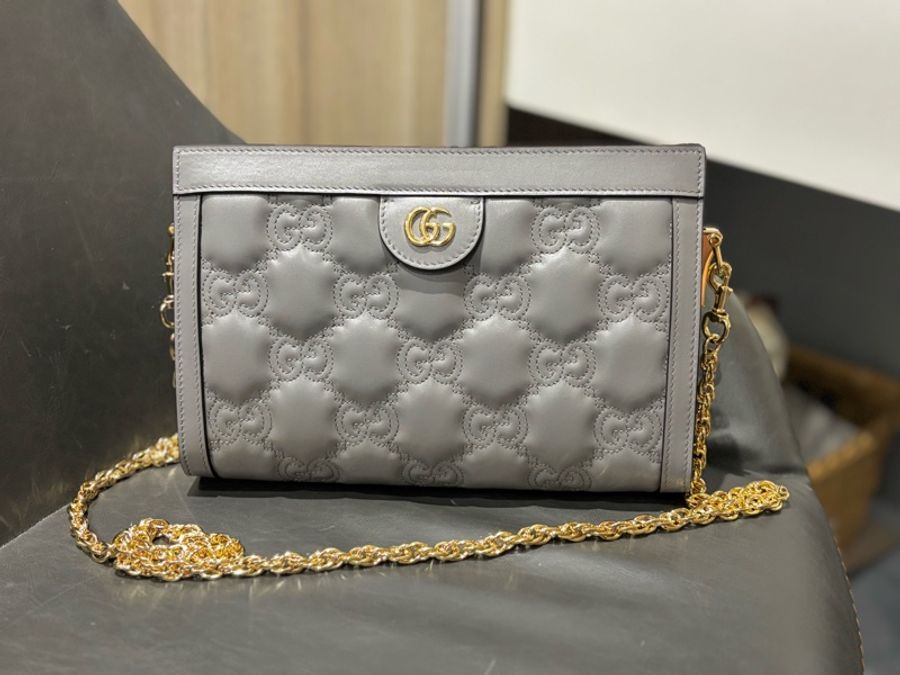 GUCCI Matelasse 絎縫皮革斜背包(灰色) 🔸全網最低價 全新-5