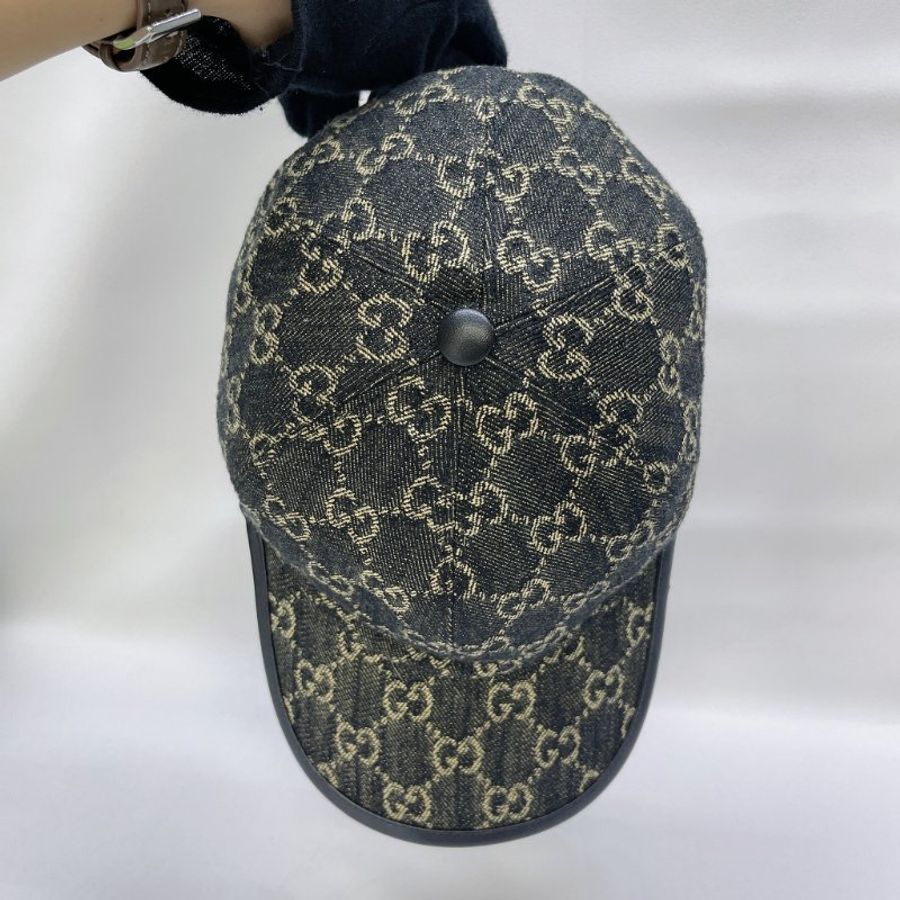 GUCCI 黑花雙G LOGO棒球帽-3