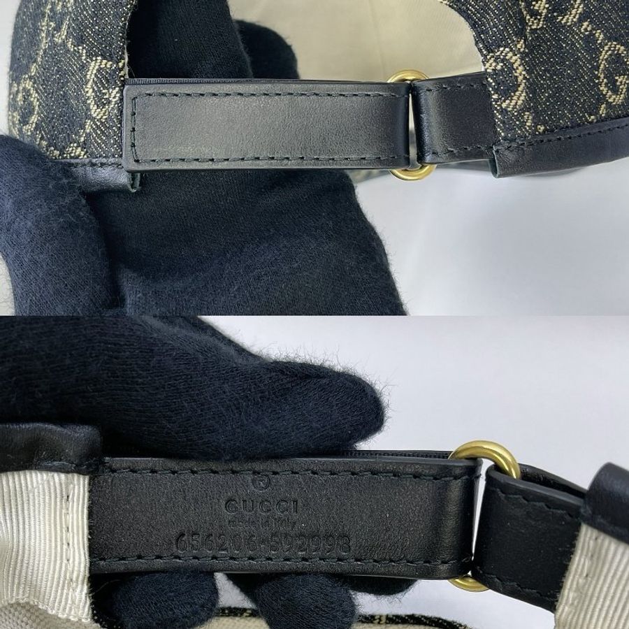 GUCCI 黑花雙G LOGO棒球帽-6