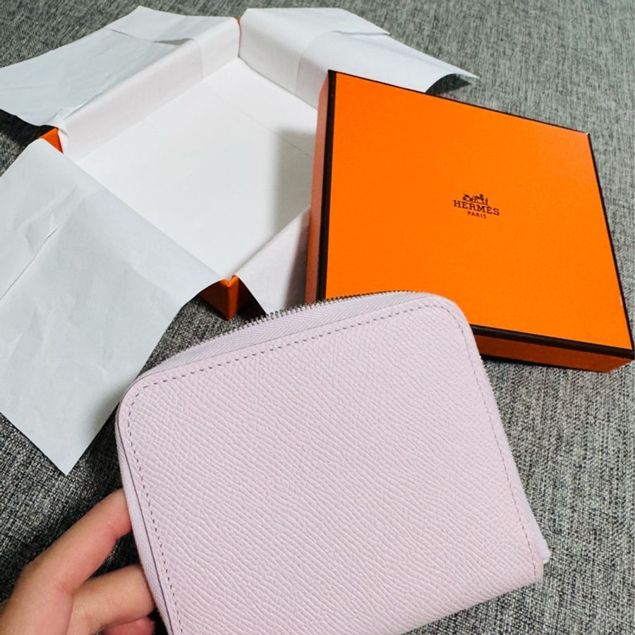 愛馬仕絲巾短夾 Silk in Compact 09夢幻紫 搭夢幻紫絲巾-6