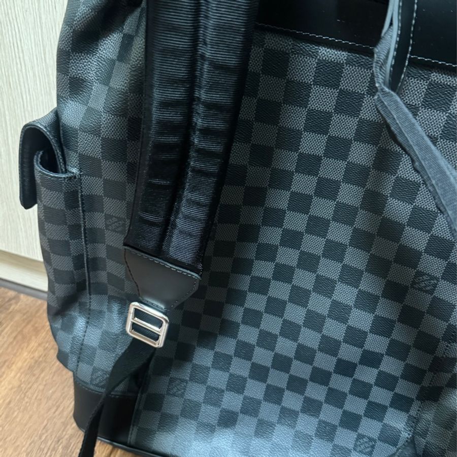 louisvuitton Christopher MM 棋盤格男後背包（灰黑色/N41379)-9