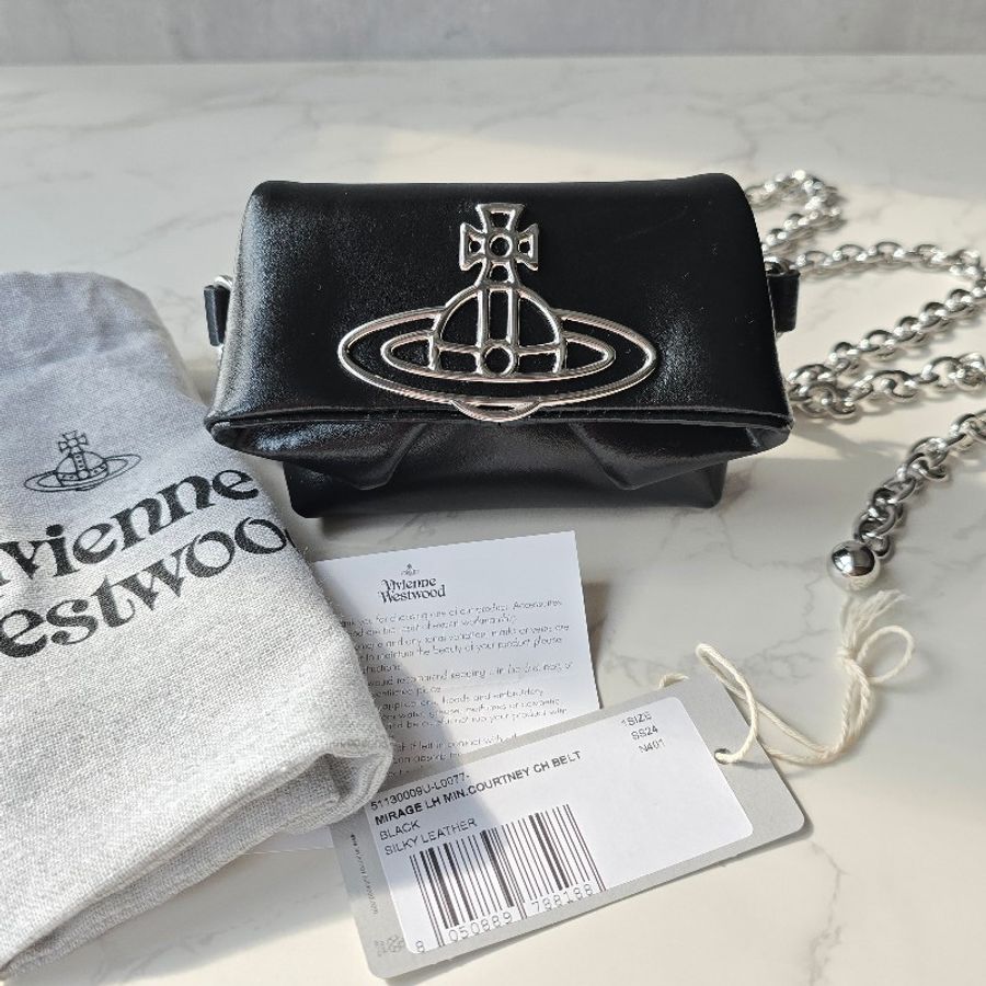 Vivienne Westwood Courtney Chain迷你皮革單肩包-0