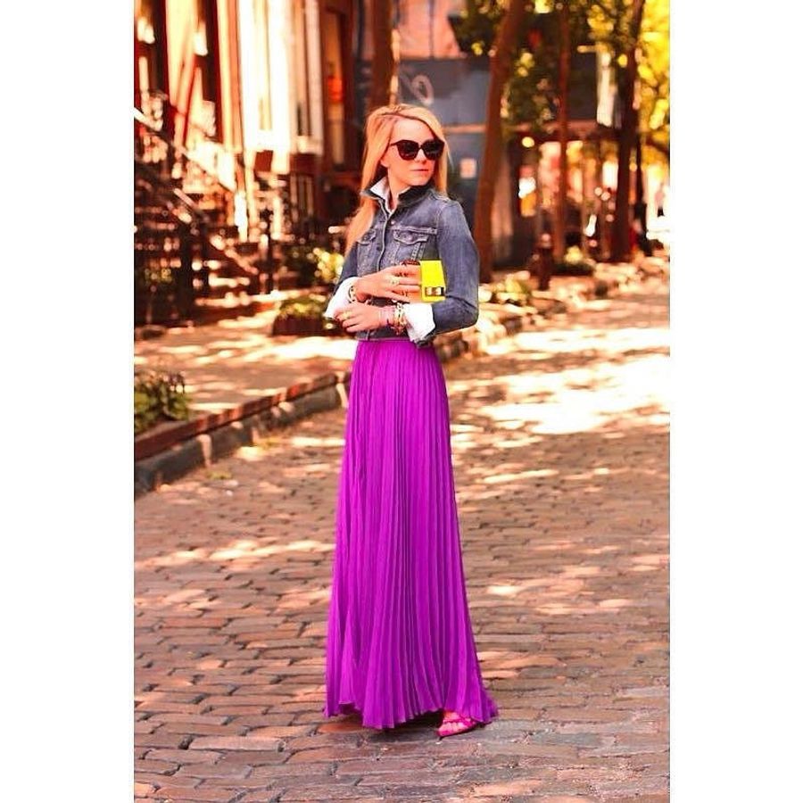 Max Mara weekend 牡丹色百摺加長落地裙 紫色細摺落地裙 XL 175/76A pleated skirt-1