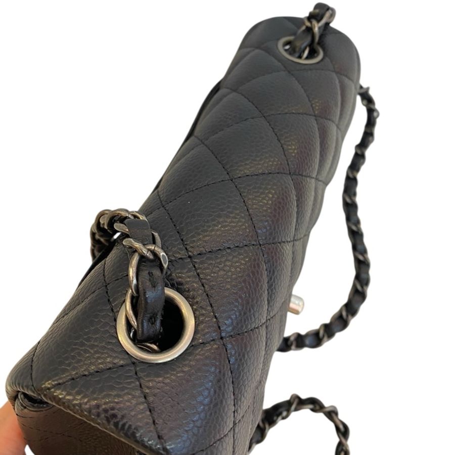 Chanel Caviar 20cm 荔枝皮黑復古銀扣-2