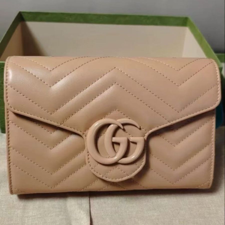 全新全套 Gucci馬蒙woc 奶茶色woc超級難買-2