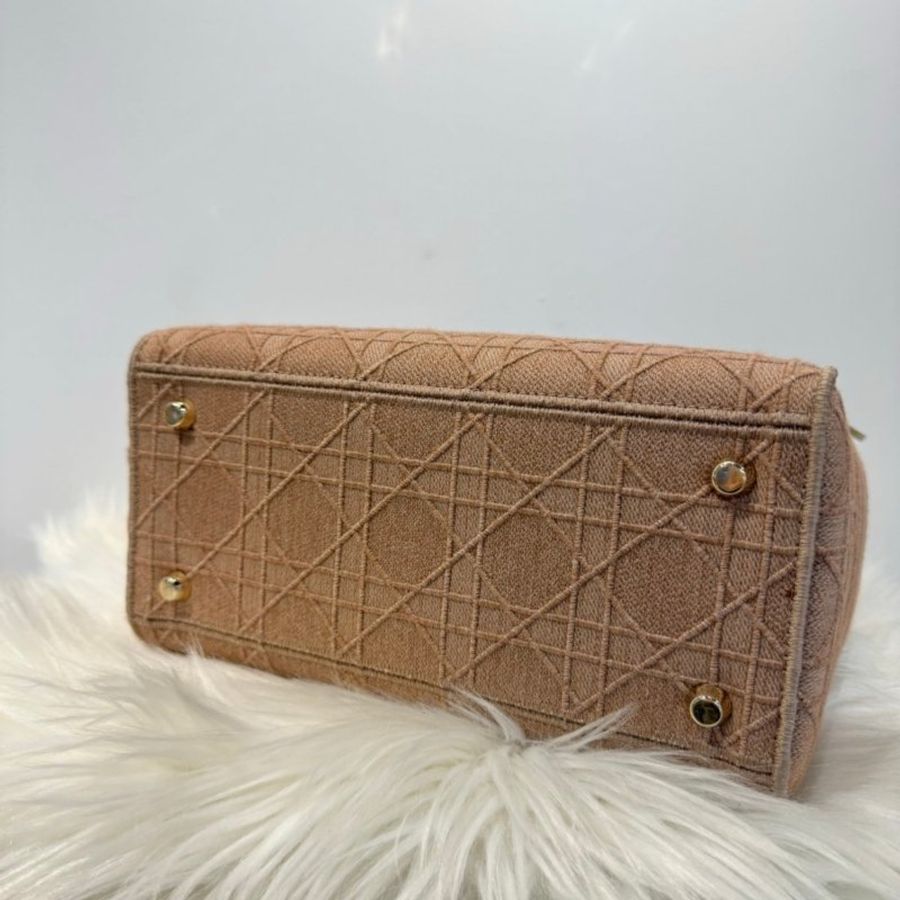 DIOR 經典Lady黛妃藕粉色手袋-7