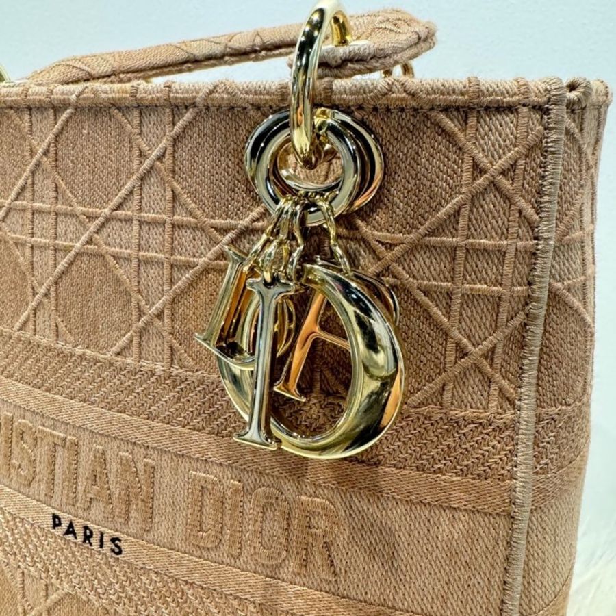 DIOR 經典Lady黛妃藕粉色手袋-9