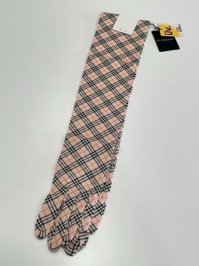BURBERRY 粉格紋抗UV手套-4