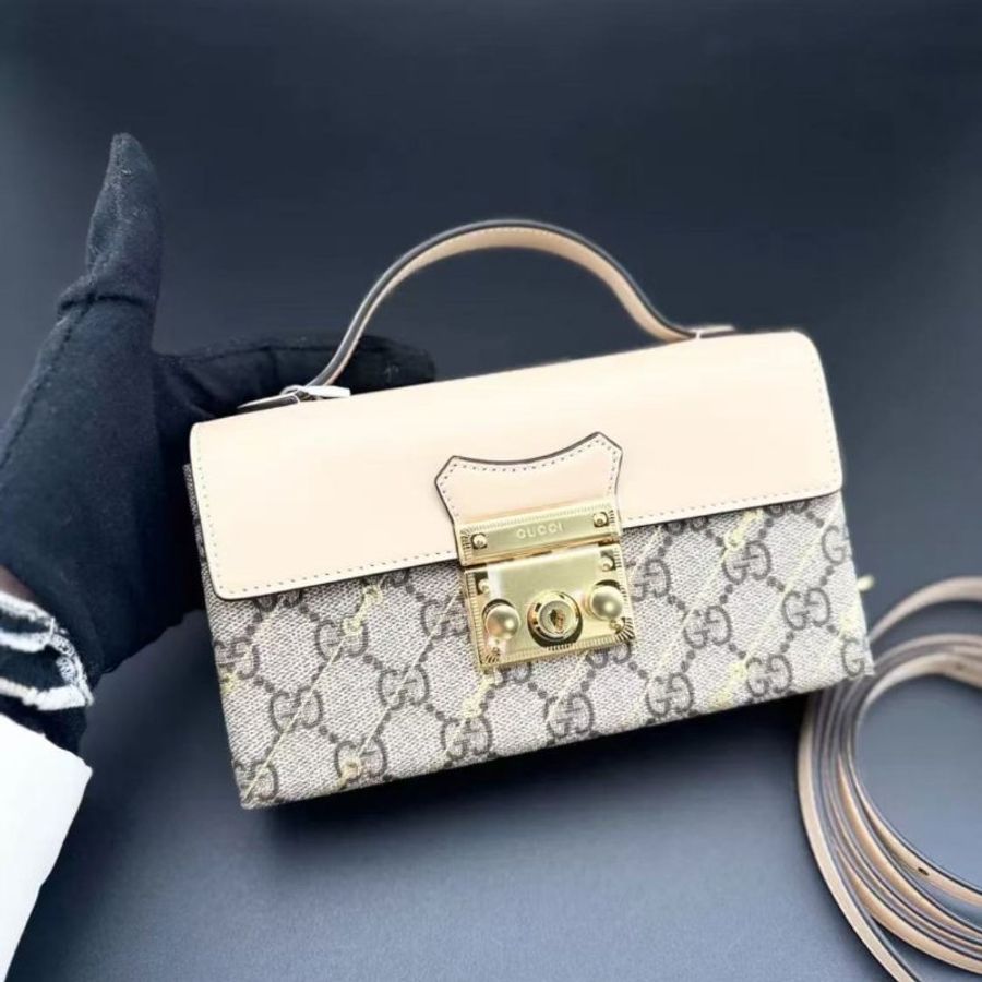 全套全新Gucci新款月光寶盒 淡粉色拼老花-0