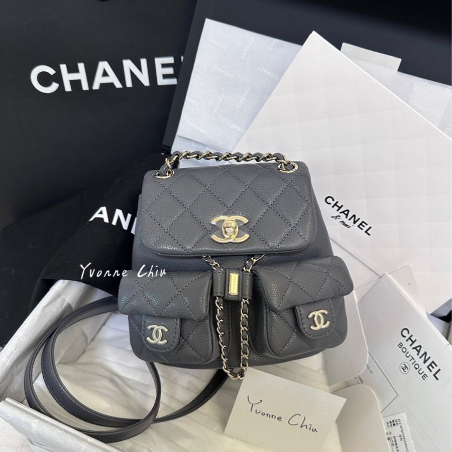 Chanel duma 小青蛙 後背包 24A 台灣購證-0