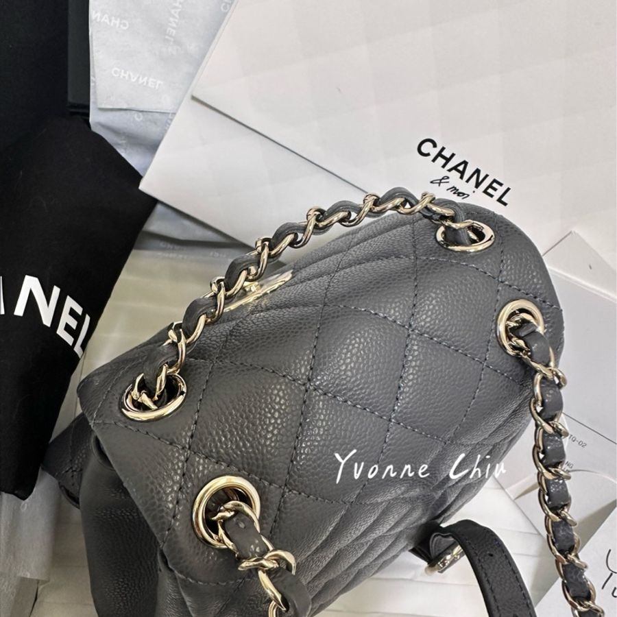 Chanel duma 小青蛙 後背包 24A 台灣購證-19