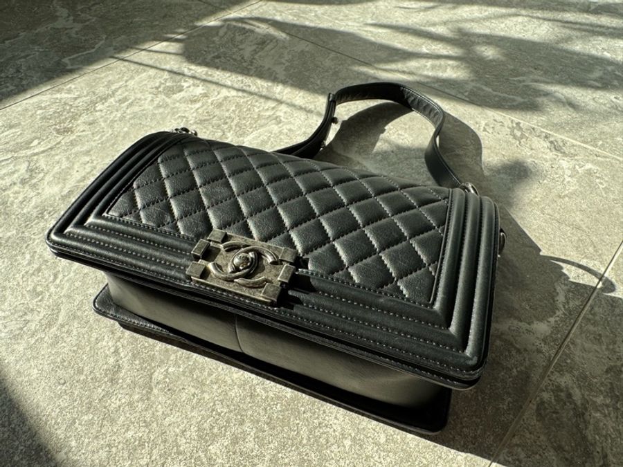 香奈兒 Chanel Le Boy 黑銀 閒置品 25 肩背 側背包-1
