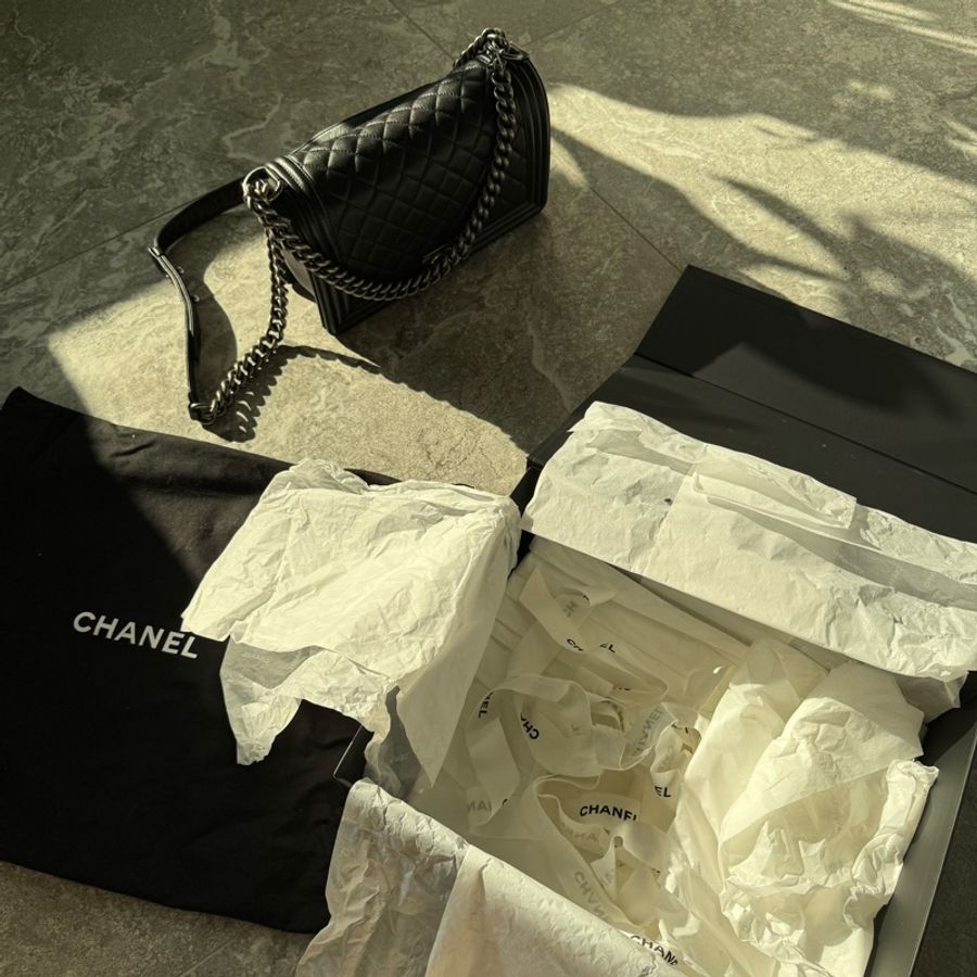 香奈兒 Chanel Le Boy 黑銀 閒置品 25 肩背 側背包-14