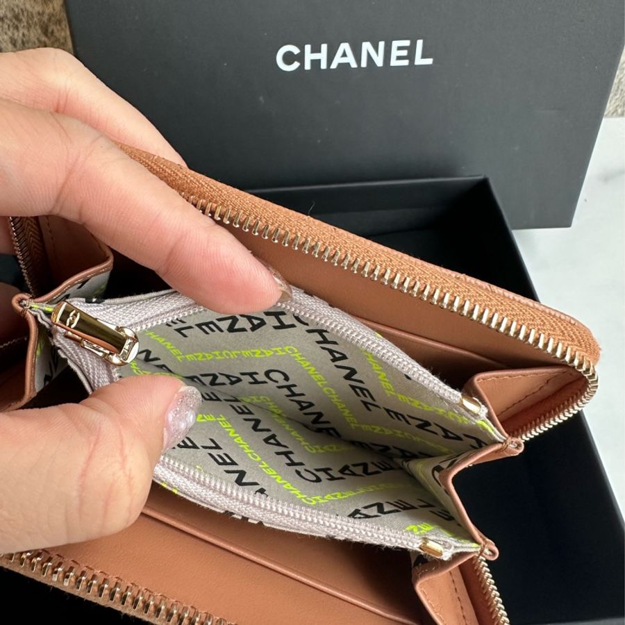 chanel魚子醬大款拉鍊零錢包-4