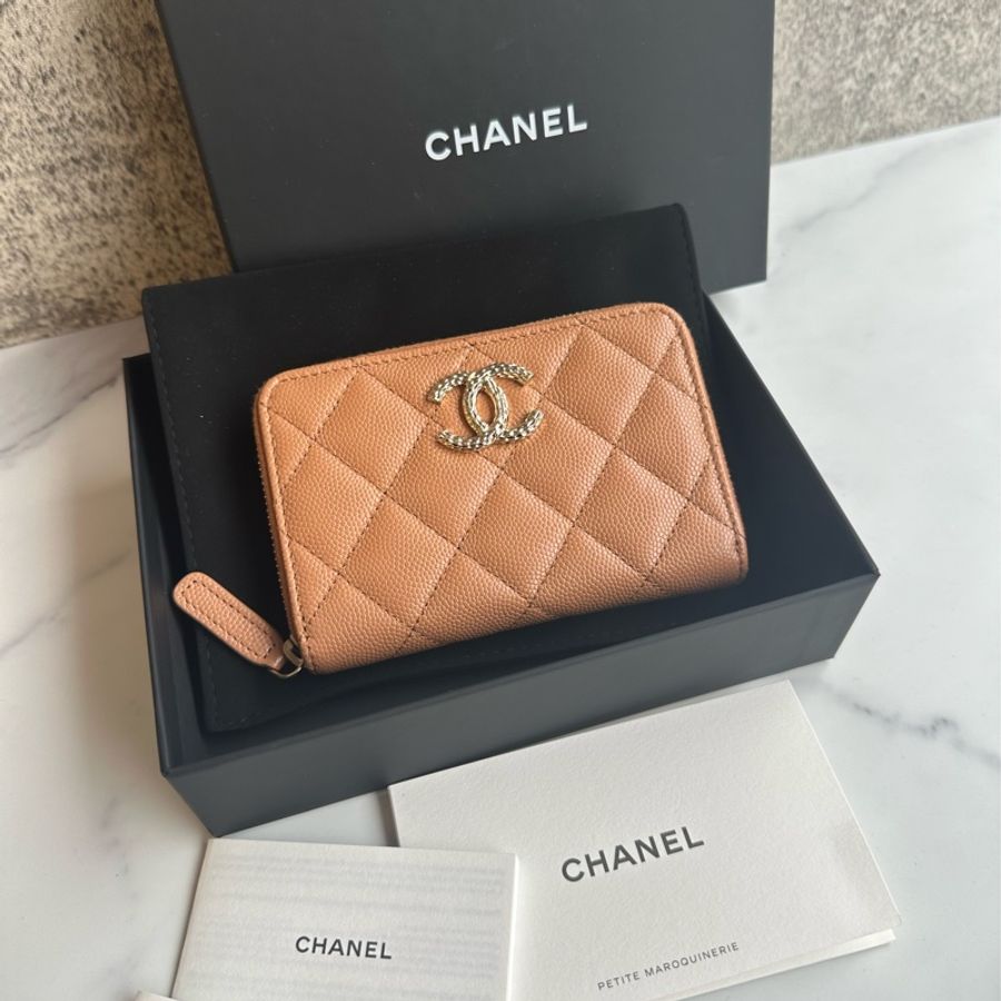 chanel魚子醬大款拉鍊零錢包-27